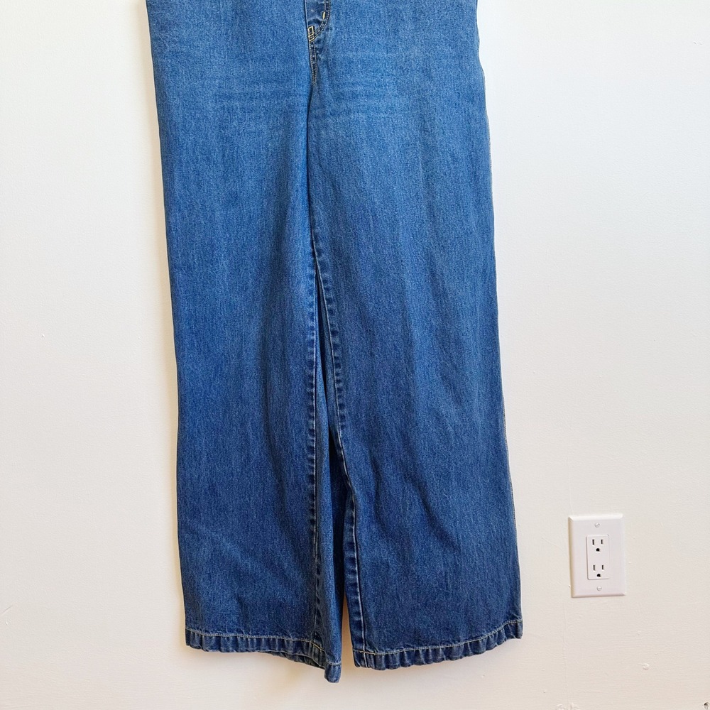 VTG LIFO American Brand Denim Bib Overalls Wide Leg Blue Womens XL Carpenter 90s - Picture 3 of 10